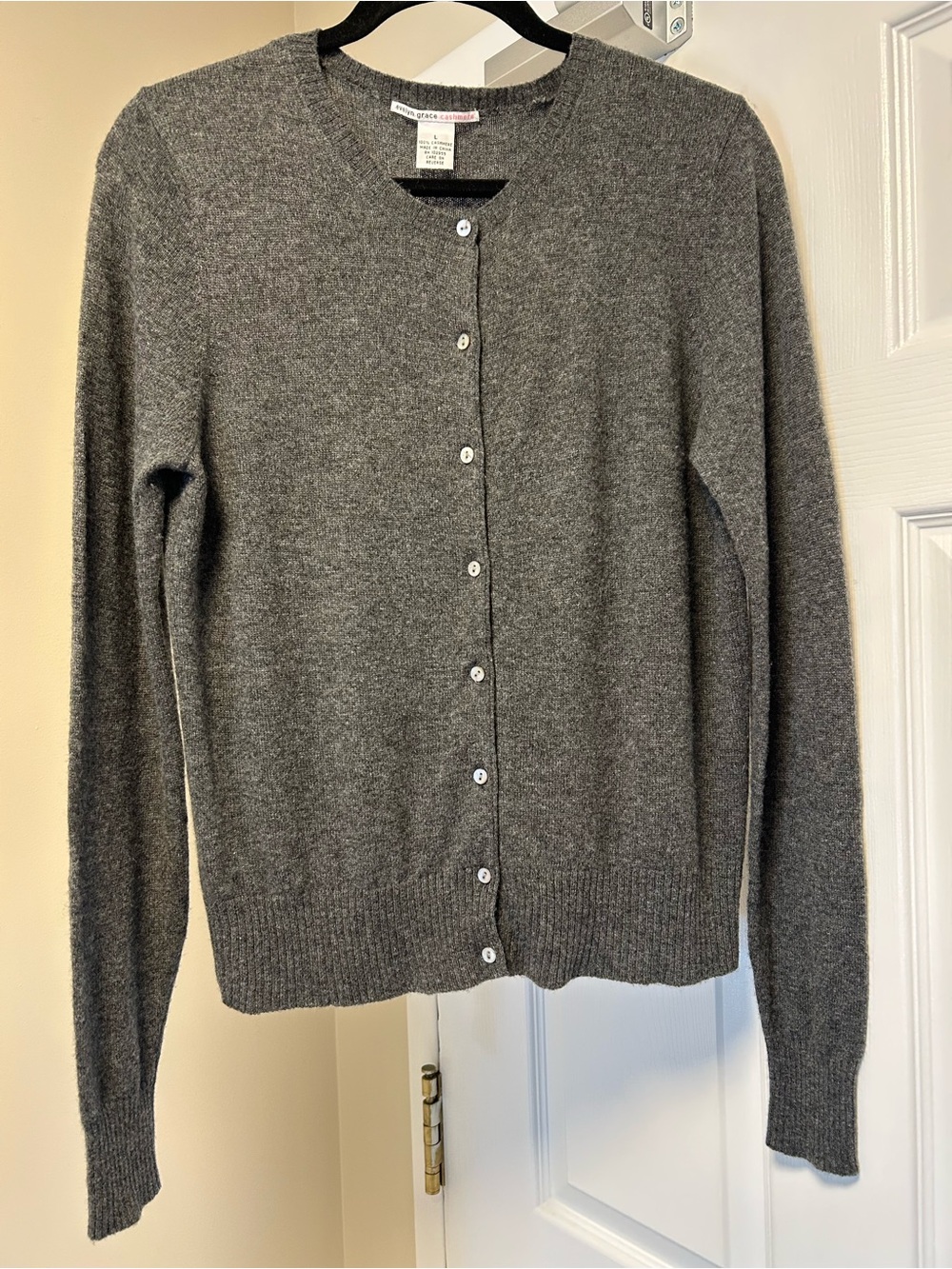 Women's Cashmere Crewneck Button Cardigan Sweater Size L